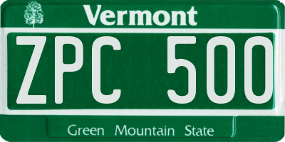VT license plate ZPC500