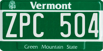 VT license plate ZPC504