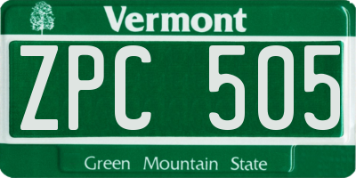 VT license plate ZPC505