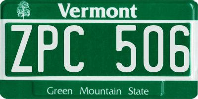 VT license plate ZPC506