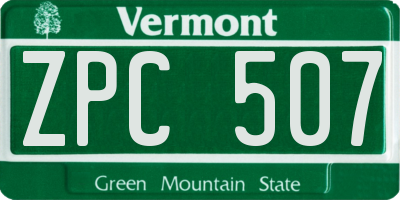 VT license plate ZPC507