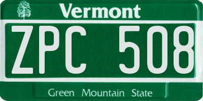 VT license plate ZPC508