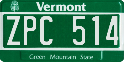 VT license plate ZPC514