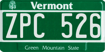 VT license plate ZPC526