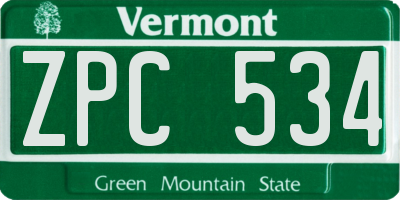 VT license plate ZPC534