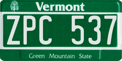 VT license plate ZPC537