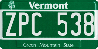 VT license plate ZPC538