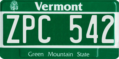 VT license plate ZPC542