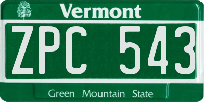 VT license plate ZPC543