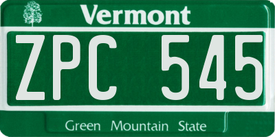 VT license plate ZPC545