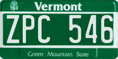 VT license plate ZPC546
