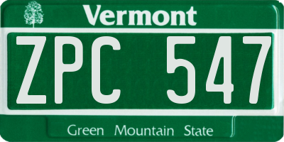 VT license plate ZPC547