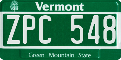 VT license plate ZPC548
