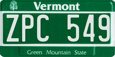 VT license plate ZPC549