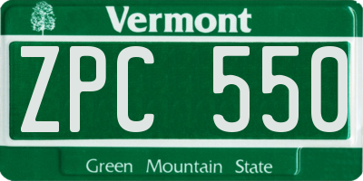 VT license plate ZPC550