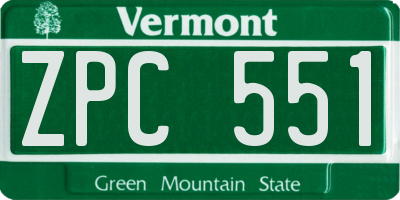 VT license plate ZPC551