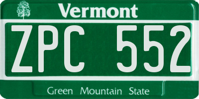VT license plate ZPC552