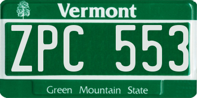 VT license plate ZPC553