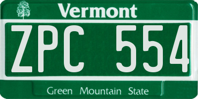 VT license plate ZPC554