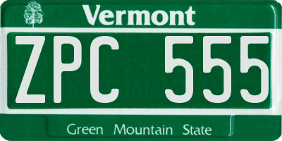 VT license plate ZPC555