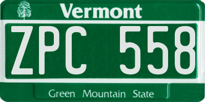 VT license plate ZPC558
