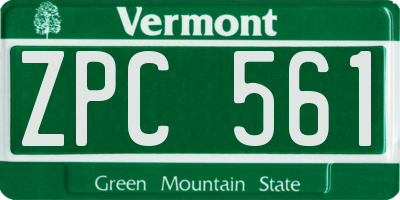 VT license plate ZPC561