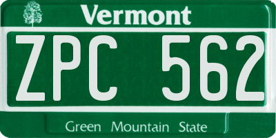 VT license plate ZPC562