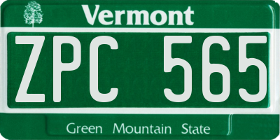 VT license plate ZPC565