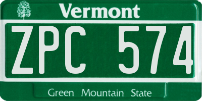 VT license plate ZPC574
