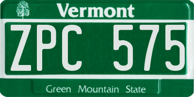 VT license plate ZPC575