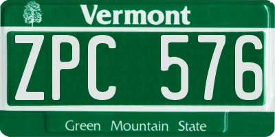 VT license plate ZPC576