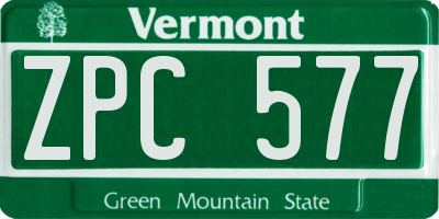 VT license plate ZPC577