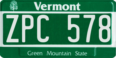VT license plate ZPC578