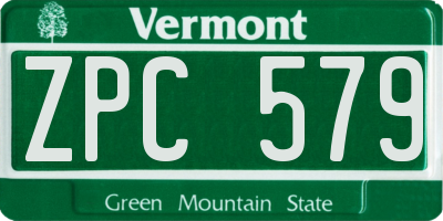 VT license plate ZPC579