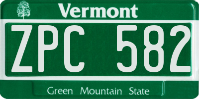 VT license plate ZPC582