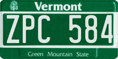 VT license plate ZPC584