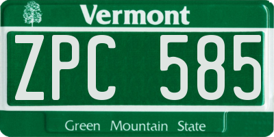 VT license plate ZPC585
