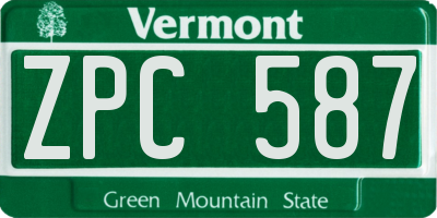 VT license plate ZPC587