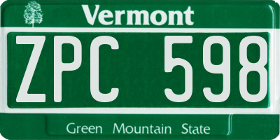 VT license plate ZPC598