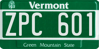 VT license plate ZPC601