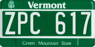 VT license plate ZPC617