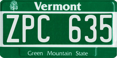VT license plate ZPC635