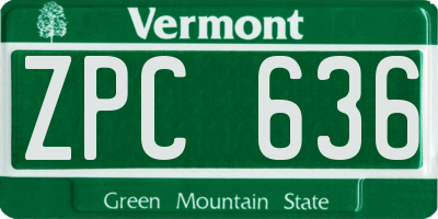 VT license plate ZPC636