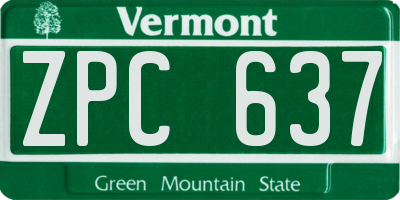 VT license plate ZPC637
