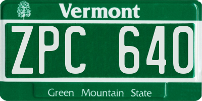 VT license plate ZPC640