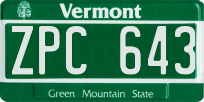 VT license plate ZPC643