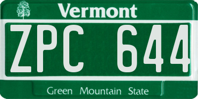VT license plate ZPC644
