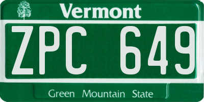 VT license plate ZPC649