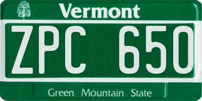 VT license plate ZPC650