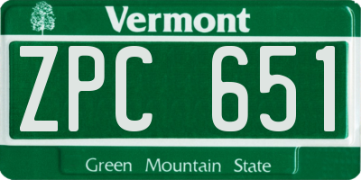 VT license plate ZPC651